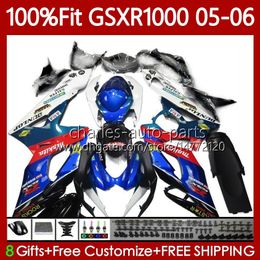 OEM Moto Lichaam voor Suzuki GSXR 1000 CC K5 GSX-R1000 2005 2006 Carrosserie 122NO.118 GSXR-1000 GSXR1000 1000CC 05 06 GSX R1000 05-06 Injectie Mold Backings Kit Blauw Fafctory