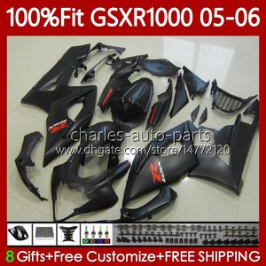 Kit de cuerpos OEM negro mate para SUZUKI GSX-R1000 GSXR 1000 CC K5 05-06 Carrocería 122No.95 1000CC GSXR-1000 GSXR1000 05 06 GSX R1000 2005 2006 Molde de inyección MOTO Carenado