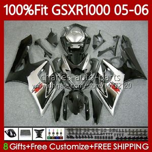 OEM Bodys Kit voor Suzuki GSX-R1000 GSXR 1000 cc K5 05-06 Carrosserie 122NO.12 1000CC GSXR-1000 Black Silvery GSXR1000 05 06 GSX R1000 2005 2006 Injectie Mold Moto Fairing