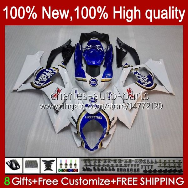 Corps de moto pour carénages SUZUKI GSX R1000 GSXR 1000 1000CC K7 07 08 48No.3 GSXR1000 GSXR-1000 GSXR1000CC 2007 2008 GSX-R1000 2007-2008 Carénage OEM bleu chanceux blanc