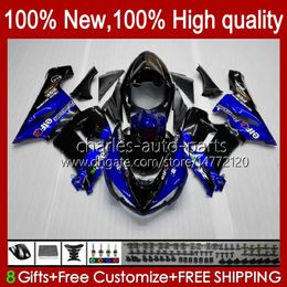 Moto Body voor Kawasaki Ninja OEM ZX600C ZX636 ZX 6R 6 R 600CC 05-06 Bodyworks 7NO.4 ZX600 ZX 636 ZX-6R 2005 2006 ZX-600 ZX-636 600 CC ZX6R 05 06 ABS-kuipetkit Blauw Black Stock