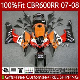 OEM-lichaam voor HONDA CBR 600RR CBR600 RR F 5 2007-2008 Carrosserie Repsol Sinaasappel 70 NO.4 CBR 600 RR CC F5 600F5 600CC 2007 2008 CBR600F5 CBR600RR 07 08 Injectie Mold Fairing