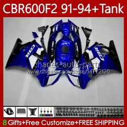 Carrosserie + tank voor HONDA CBR 600 F2C 91-94 Body 63NO.8 CBR 600FS 600F2 CBR600 FS CBR6F2 91 92 93 94 CBR600-F2 600CC CBR600FS 1991 1992 1993 1994 FACKERING FABRIEKEND BLAUW