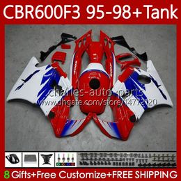 Carrosserie + Tank voor Honda CBR 600 F3 CC 95-98 Body 64NO.100 CBR 600FS 600F3 CBR600 FS CBR600F3 95 96 97 98 CBR600-F3 600CC CBR600FS 1995 1996 1997 1998 Kuiken Blauw Rode Blk