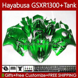 OEM-lichaam + tank voor Suzuki Hayabusa GSXR 1300CC GSXR-1300 1300 CC 1996 2007 Glanzend groen 74NO.164 GSX-R1300 GSXR1300 96 97 98 99 00 01 GSX R1300 02 03 04 05 06 07 Fairing Kit