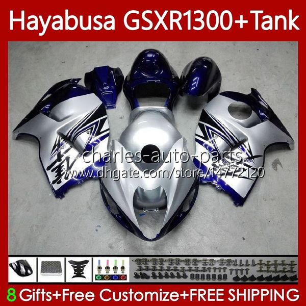 1300CC Hayabusa Pour SUZUKI GSX-R1300 GSXR-1300 GSXR 1300 CC 74No.32 GSXR1300 1996 1997 1998 1999 2000 2001 GSX R1300 2002 2003 2004 2005 2006 2007 Carénage bleu argenté