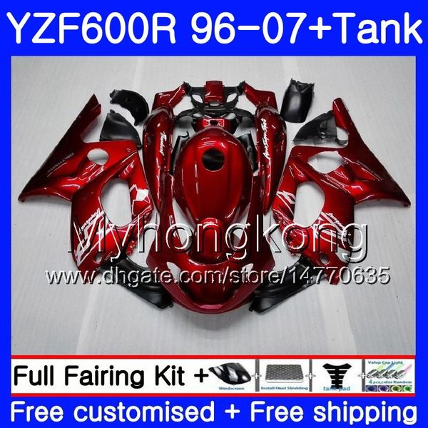 Cuerpo + tanque para YAMAHA Thundercat YZF600R 96 97 98 99 00 01 229HM.0 YZF-600R YZF 600R 1996 1997 1998 1999 2000 2001 Carenado Brillo de fábrica rojo