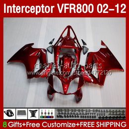 Lichaam voor Honda Interceptor VFR800RR 02 03 04 05 06 07 100HC.0 VFR800 RR VFR 800 RR 2002 2009 2009 2010 2011 2012 FIERINGS KIT METAL ALLE ROOD