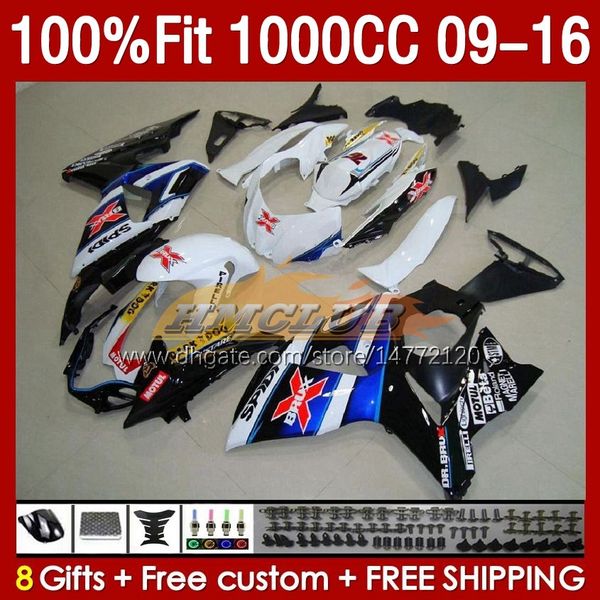 Carénages de moulage par injection bleu X blanc pour SUZUKI GSXR 1000 CC GSXR-1000 K9 151No.11 GSXR1000 2009 2010 2011 2012 2013 2014 2015 2016 1000CC 09 10 11 12 13 14 15 16 Carénage