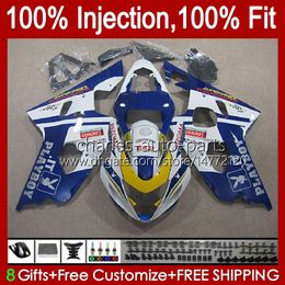 Molde de inyección de cuerpo para SUZUKI GSXR-750 GSXR 750CC 600CC 750 600 CC 2004 2005 43No.40 GSXR600 GSXR750 K4 04 05 GSXR-600 GSX-R750 2004-2005 Kit de carenado OEM azul brillante