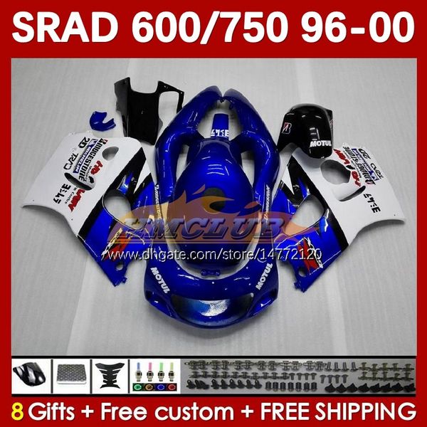 Carénages de moto pour SUZUKI SRAD GSXR 750 600 CC 600CC 750CC 96-00 168No.16 GSXR750 GSXR-600 96 97 98 99 00 GSX-R750 GSXR600 1996 1997 1998 1999 2000 Body Factory Bleu