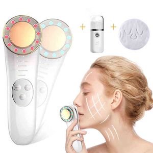 7in1 Facial Massager RF Microcurrent Face Tillen Hoge frequentie anti-wrink Verjongingsverwijderaar Verstakking Oogzorg Tool 220510