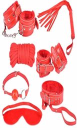 7in1 Lady039s Adulte Plaisir Sex Toys Kit Bondage Jeux BDSM Jouant SM Produit Menottes Menottes Masque Pour Les Yeux Ball Gag Fouet But8888667