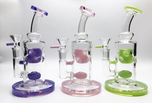 Bong en verre de 7 pouces, percolateur, narguilé, joint femelle de 14mm avec bol, 3 couleurs