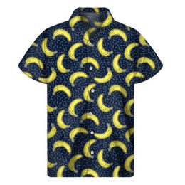 7jqi camisas casuales para hombres plátano banana naranja dragon fruta camisa hombres estampados estampados 3d camisetas hawaianas tops de manga de manga corta de verano en la playa de verano blusa 240424
