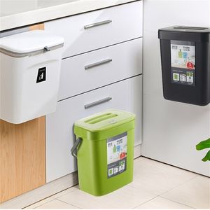 7L / 9L Wandmontage Prullenbak Kan Afval Bin Keukenkast Deur Opknoping Auto Garbage Recycle Dustbin Rubbish Opslag Tool 211222