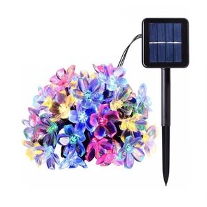 7m 50led Solar Tarign Led Led Sakura Street Garland Gazon Lamp Waterdichte IP65 Kerstjaar Outdoor Lighting Decor 211109