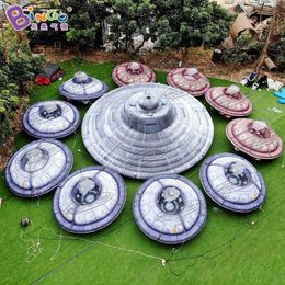 7m de diamètre (23 pieds) avec des ventes à l'OVNI fabriquées sur mesure décoration de thème spatial gonflable décoration pour l'événement publicitaire avec des toys de soufflerie à air sportif