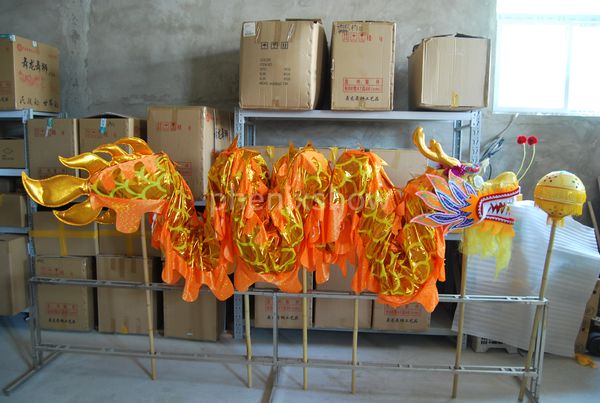 7m tamaño 5 Para 6 estudiantes Chapado en oro Día de la primavera china DRAGON DANCE ORIGINAL Dragon Chinese Folk Festival Celebración Disfraz Halloween