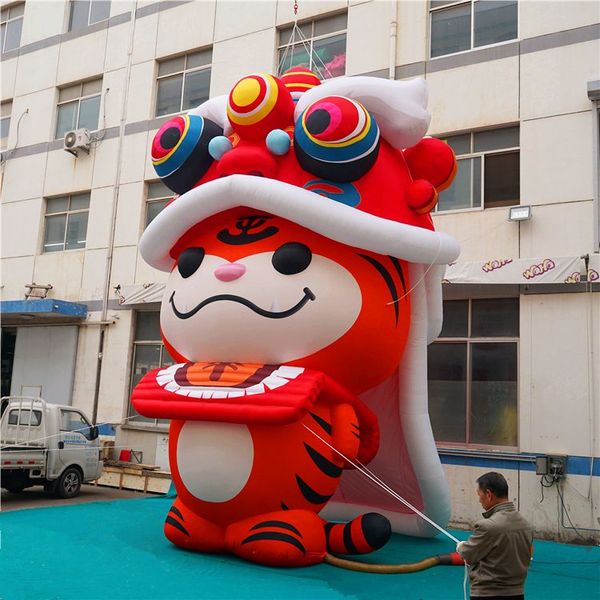 7mH (23ft) avec ventilateur gros ballon gonflable tigre gonflable tigre frais pour la décoration de scène musicale