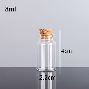 8 ml 22x40x12.5mm Kleine Mini Clear Glass Flessen Potten met Cork Stoppers / Bericht Bruiloften Wens Sieraden Party Gunsten