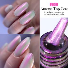 7 ML Aurora Top Coat Sparking Aurora Gel Vernis À Ongles Semi Permanent UV Gel Fonction Top Coat Pour Nail Art Gel Vernis