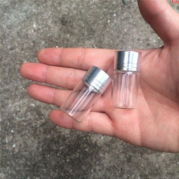 Bouteilles en verre de 7 ml avec bouchon à vis, couvercle en aluminium argenté, bocaux vides, flacons scellés, récipient 100 pièces, bonne quantité Khjnc