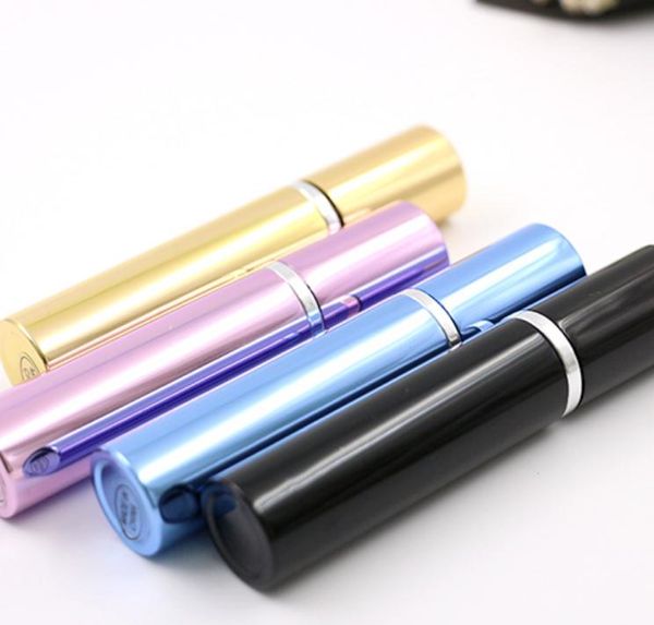 Bouteille de parfum de 7 ml, tuyau en aluminium, bouteilles lumineuses, atomiseur, verre de voyage, bouteille rechargeable, 4 couleurs, noir, bleu, rose, or, SN2478