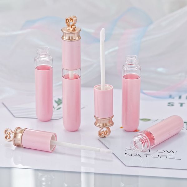 Tubes de brillant à lèvres coeur rose de 7 ml vides bouteilles de baume à lèvres rechargeables flacons contenants avec bouchons en caoutchouc baguette pour échantillons de rouge à lèvres bricolage