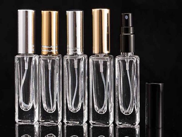 7ml carré maquillage bouteille en verre transparent huile essentielle bouteille en verre parfum presse sous-bouteille fine brume vaporisateur