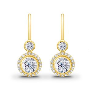 Boucles d'oreilles pendantes pour femmes, 7mm, 24ct par paire, bijoux de mariage en or jaune avec certificat, tendance, cadeau de luxe pour fille, 240112