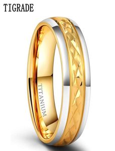 Anillo de titanio de color dorado de 7 mm para boda de boda masculina y femenina de dos tonos de dos tonos de dos tono. Fit Fit Men Women Rings5654290