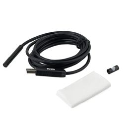 Mini microscopio USB de 7mm, 2M, 6 LED, Cable de inspección de serpiente, boroscopio, endoscopio con botón de cámara, brillo ajustable