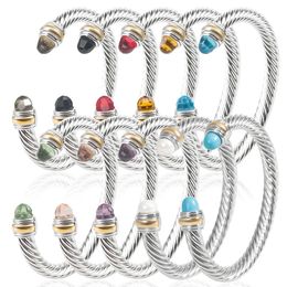 Bracelet en fil de câble torsadé empilable de 7mm, classique, multicolore, plaqué or, en laiton, manchette en forme de C, bijoux pour femmes et hommes, 240124