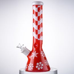 7 mm de espesor de Navidad Bong grande Estilo navideño Bongs de vidrio Cachimbas embriagadoras Tubo recto Cachimba con recipiente Difundido Downstem Dab Rigs