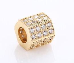 Tube de 7 mm Crystal micro pave CZ Zircon Zircone Cumbique Perles Copper Silver Gold Black plaqué accessoires YGH45