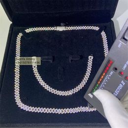 7 mm de largeur une ligne glacée bijoux de bijoux gra certificats paster diamant testeur vvs1 Collier de chaîne cubaine Moisanite Cuban