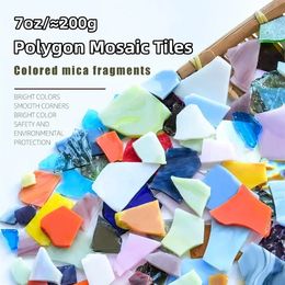7oz / 200g Polygon Mica Mosaïque Tiles DIY Craft Colored Fragments Verre Tile Mosaïque Faire des matériaux Pièces de forme irrégulière 231222