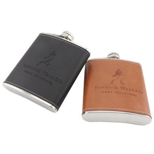 7 oz en acier inoxydable liqueur poche hanche flask pu en cuir en cuir whisky flagon vodka boisson boisson alcool bouteille 240516