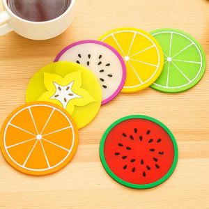 7pc / set Mini Coaster coloré pour table de table Hot silicone tasse Mat Placemat Stand Hot Fruit Drink Pad pour le support de slip de la cuisine