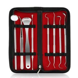 7 stk/set Tandheelkundige Spiegel Roestvrij Staal Tandarts Tandarts Bereid Tool Set Sonde Tand Zorg Kit Instrument Tweezer Schoffel Sikkel Scaler