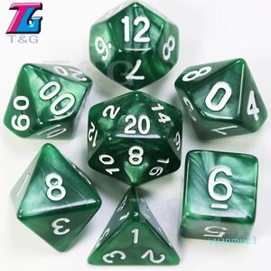 7 unid/set juego de dados juegos de deportes de ocio de alta calidad de varios lados 22 con efecto de mármol D4-D20 DUNGEON y DRAGONS Dd