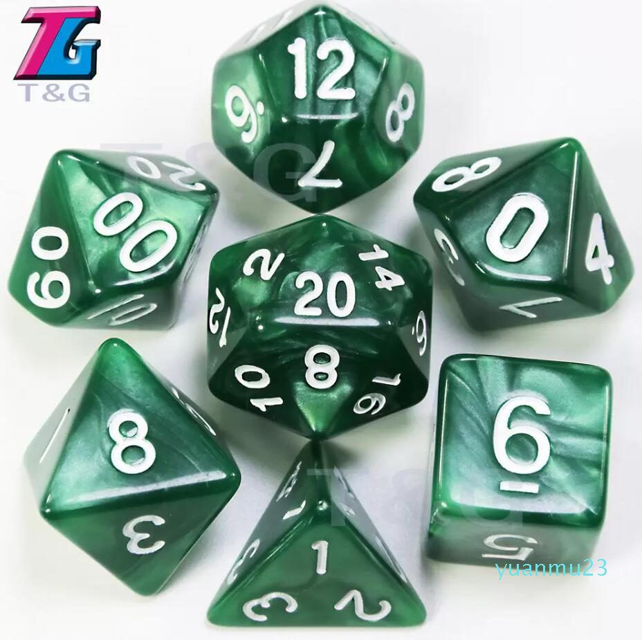 7pc/set Dice Set Leisure Sports Games Högkvalitativa flersidiga 22 med marmoreffekt D4 - D20 Dungeon and Dragons DD