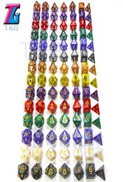 Juego de dados de 7 piezas Dados de múltiples caras de alta calidad con efecto mármol D4D6 D8 D10 D10 D12D20 DUNGEON and DRAGONS Dd rpg dados personalizados1689389