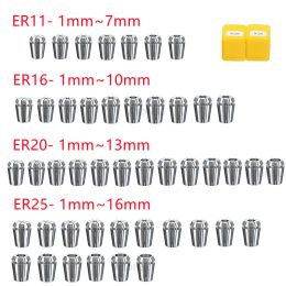 7PCS 10PCS 13PCS 16PCS SET ER11 ER16 ER20 ER25 Spring Collet CNC Chuck pour le support Machine de gravure durcie CNC Pince accessoire