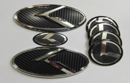 7pcs 3D Black Carbon K Emblem Sticker pour Kia New Forte YD K3 20142015 Car Emblems7673311