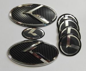 Autocollant 3D en carbone noir K, 7 pièces, emblème de voiture pour KIA new Forte YD K3 2014 – 2015, emblèmes 3142
