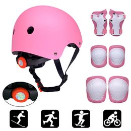 7pcs coussinets réglables poignet casque protecteur ensemble enfants garçon fille casque de sécurité genou coudière ensemble skate casque de vélo garde de sécurité 240226