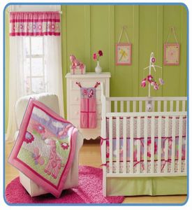 7-delige babybeddengoed set 3D dierpatroon babywieg beddengoed set 100 katoen roze herten babybedje beddengoed set baby quilt bed around2153505