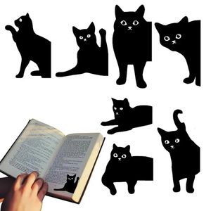 7pcs Black Cat Bookmark pour livres mignon Cartoon Magnetic Page Clips Book Marker Unique Reading Gift 240515